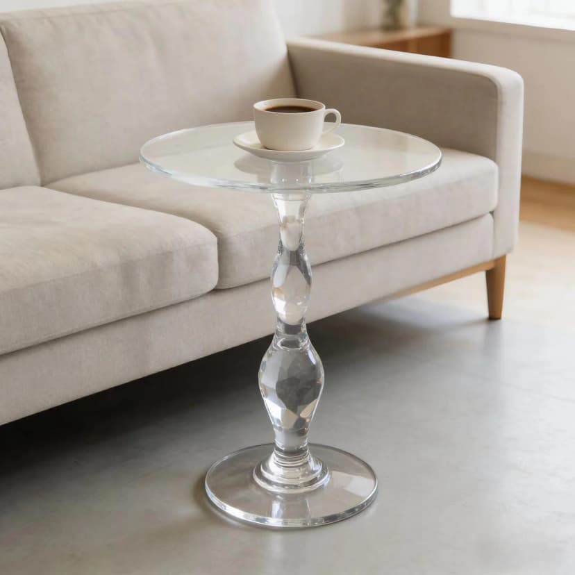 Modern Acrylic Coffee Table - Round Transparent Design