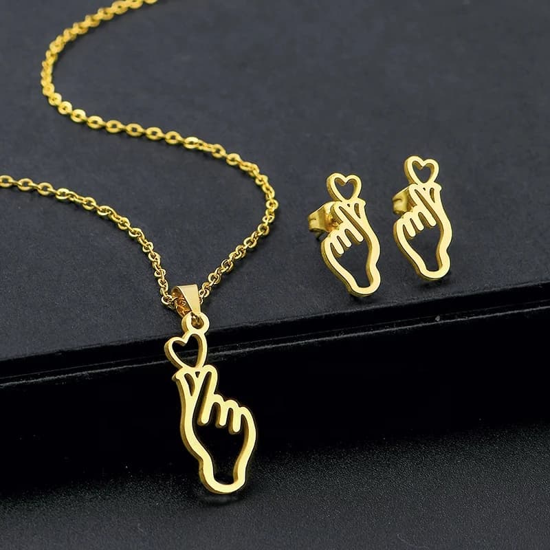 Fashion Stainless Steel Necklace Earring Set - Various Patterns