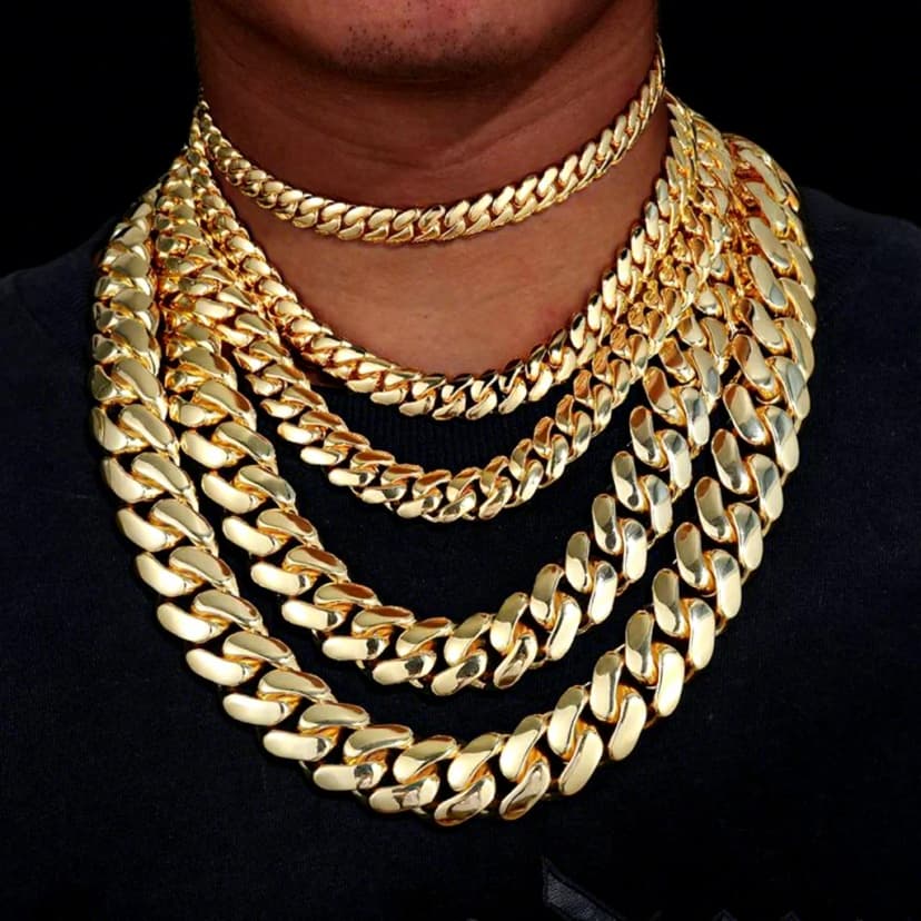 14K/18K Gold Plated Miami Cuban Link Chain Necklace for Men
