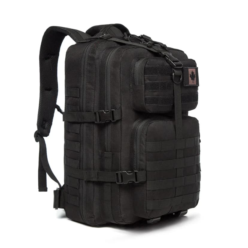 Tactical Molle Backpack with Y Belt & Custom Patches - Black & Khaki