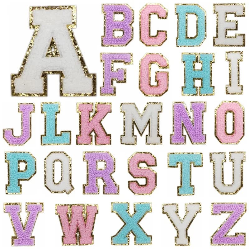5.5cm Glitter Chenille Letter Patches for DIY Customization