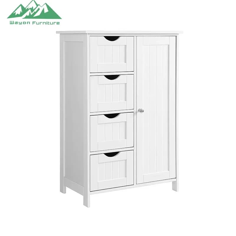 Wayon Modern White Wooden Storage Cabinet with 4 Drawers