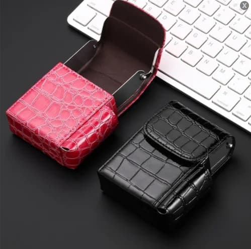 Portable Crocodile Pattern Cigarette Case with Lighter Pocket